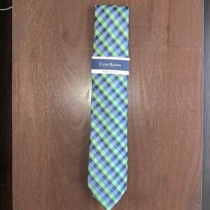 Club Room Men’s Silva Green/Blue Check Regular Tie
